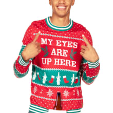 Product image of Tipsy Elves My Eyes Are Up Here Ugly Christmas Sweater
