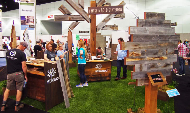 Stikwood's stick-on wood paneling took the Best in Show award.