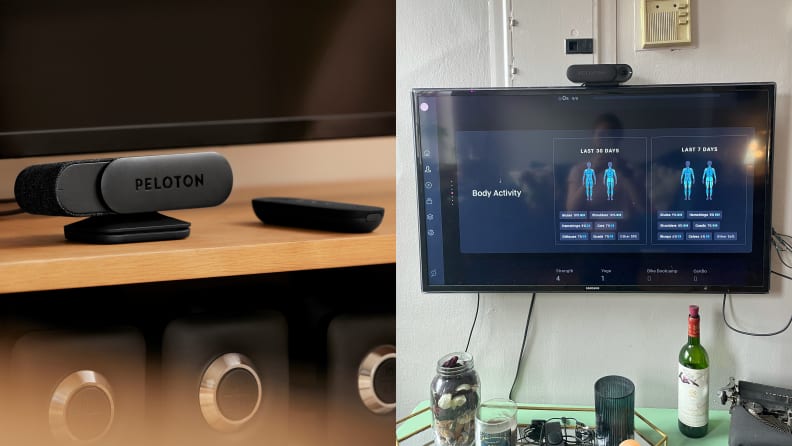 An image of the Peloton Guide camera on a TV.
