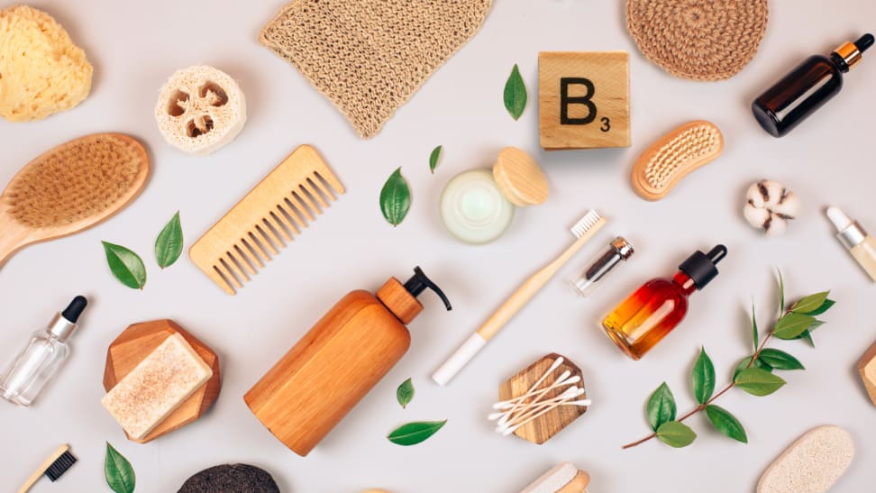 These eco-friendly products against a beige background could be B Corp products worth shopping.