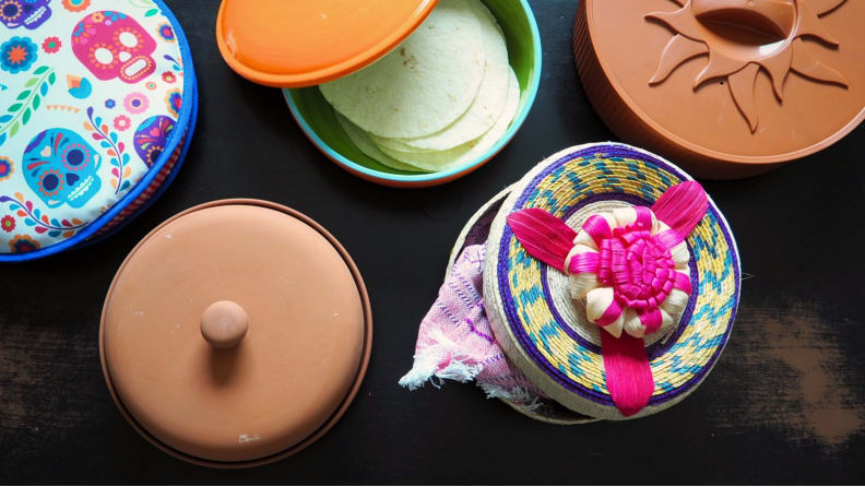 Tortilla warmers on table