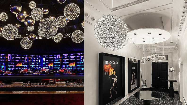 Side-by-side images of the Moooi Raimond chandelier