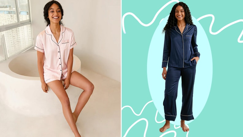 Ekouaer Women's Sleepwear Summer Capri Pajama Sets Short Sleeve