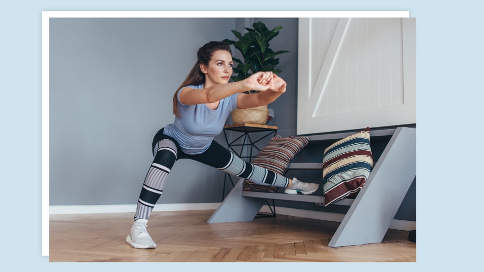 A person doing some home workouts and stretches.