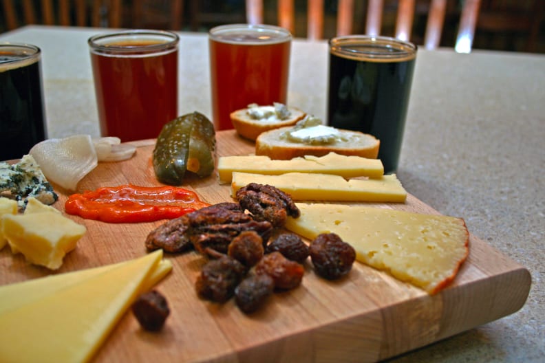 Beer and a charcuterie board