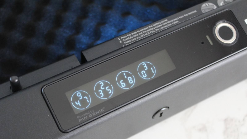 The digital PIN pad and fingerprint scanner on the Lockly Smart Safe.