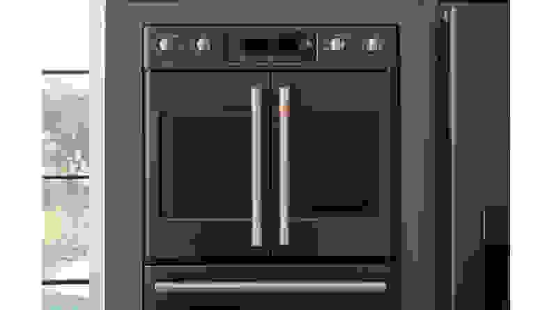 The matte black finish and French doors make this GE Appliances Cafe wall oven a standout