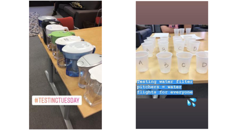 One round of taste testing for water filter pitchers took place on #testingtuesday!