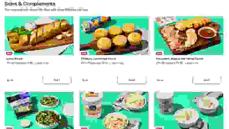 A screenshot of the HelloFresh Market ordering page.