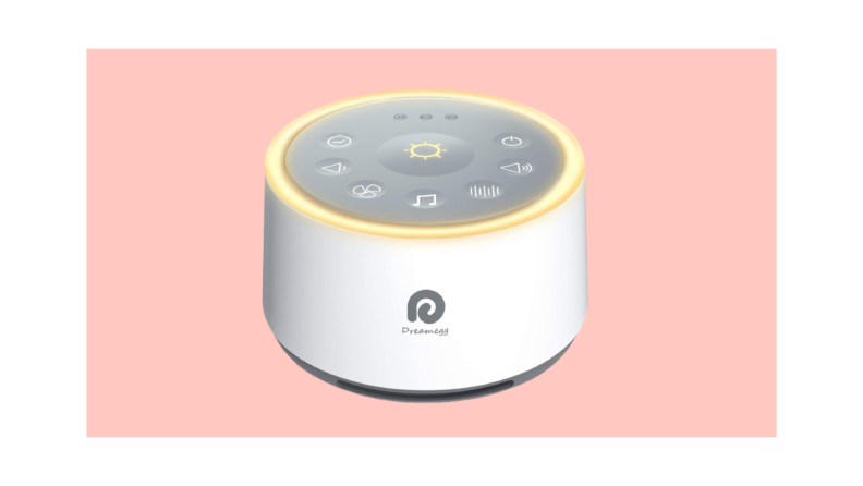 Dreamegg white noise machine on a colorful background