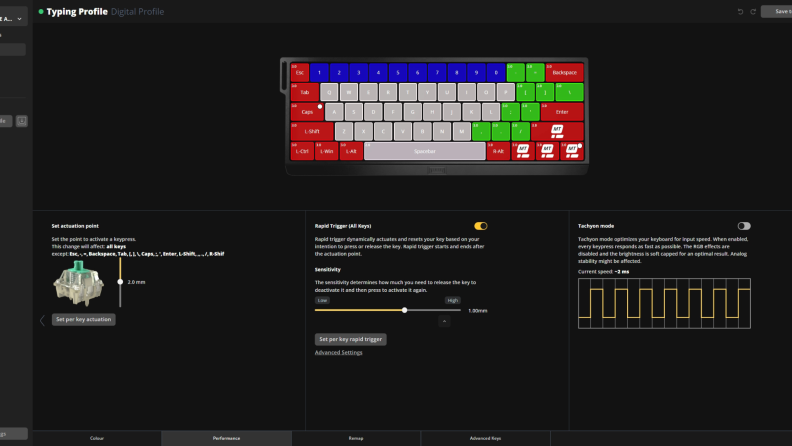 Customization screen for the 60he keyboard.