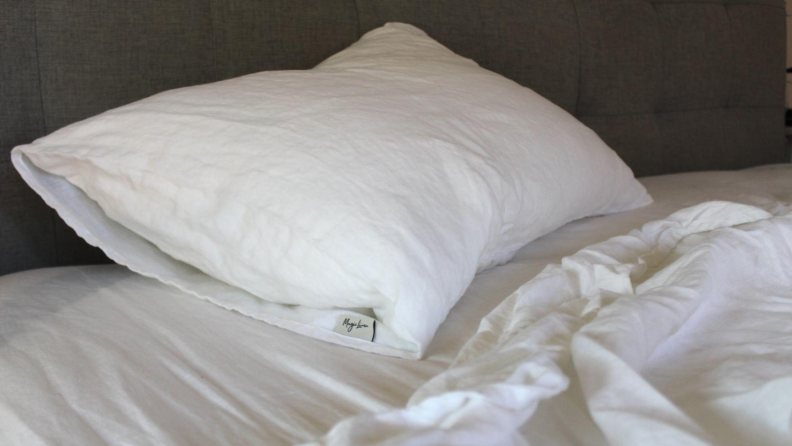 MagicLinen sheets on a bed, including a pillowcase