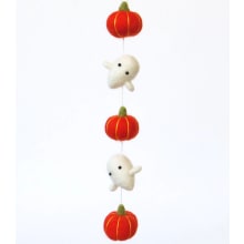 Product image of Fuzzonme Halloween miniature ghost + orange pumpkin garland