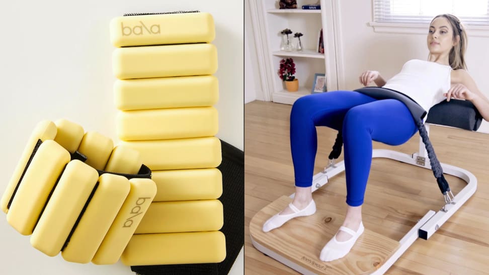 Left: Bala bangles Right: woman using booty sprout machine