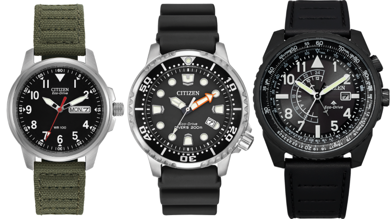 a field, diver, and pilot watch from Citizen