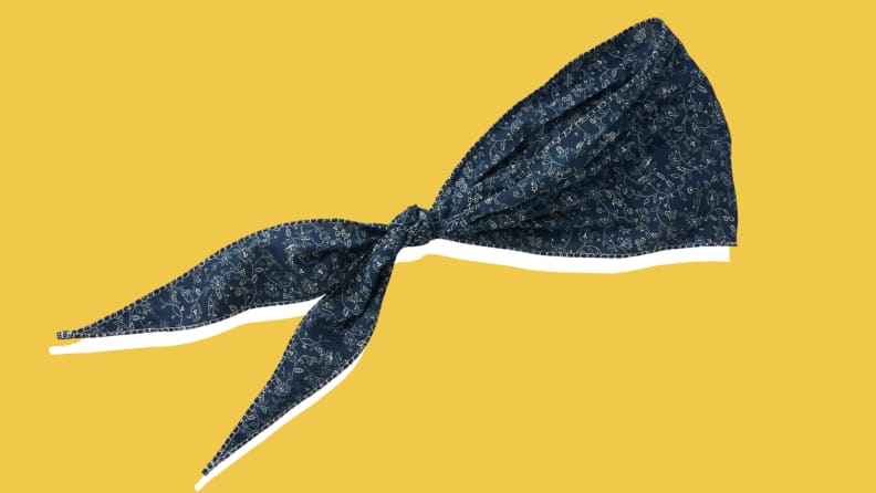 A navy blue printed diamond neck scarf by Aerie