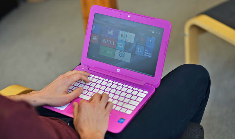 The small size of the HP Stream means it's great to use at your desk or in your lap.