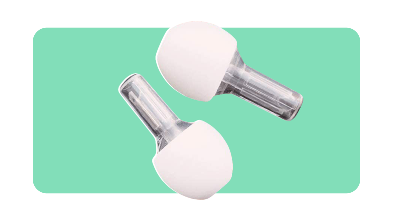 Product shot of white Vibes Ear Plugs.