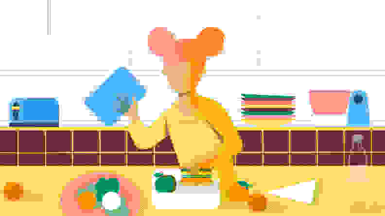 An illustration of a child making lunch.