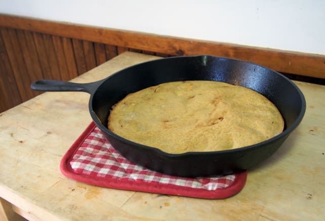 Apple cake in pan