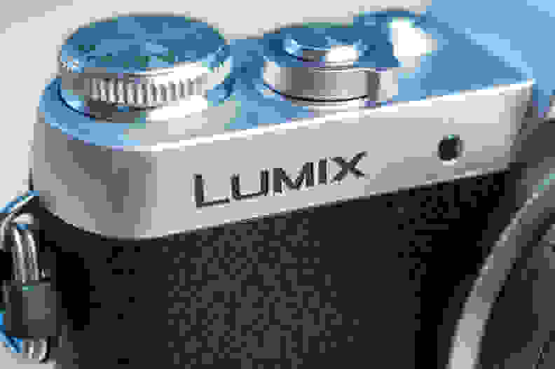 Lumix logo on the Panasonic Lumix DMC-GF7.