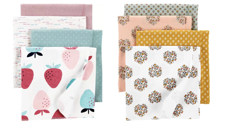 A collection of multicolored baby blankets