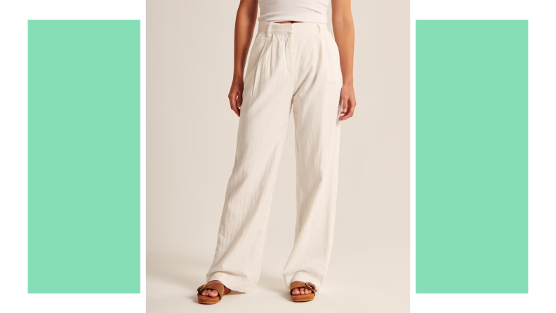 A pair of white wide-leg pants.