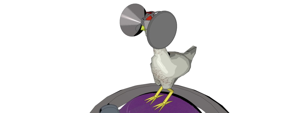 An illustration of a chicken with VR headset