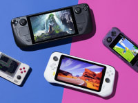 A variety of handheld gaming devices next to each other