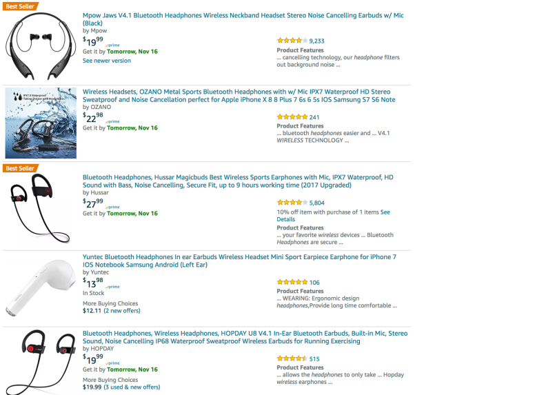 When you search for "wireless headphones" you will often see multiple products flagged as a "best seller."
