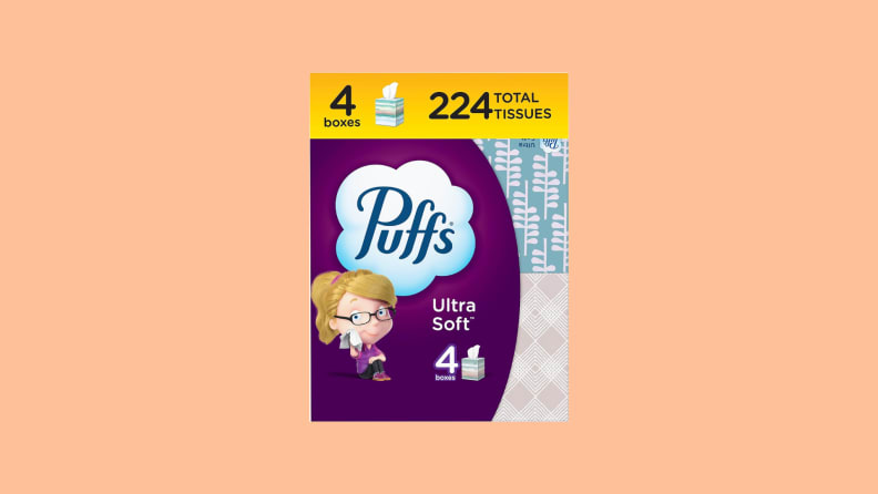 A 4-pack of Puffs Ultra Soft Facial Tissues.