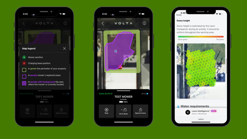 The screen shots of the Volta app