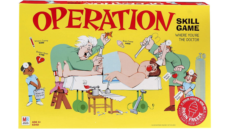 The box for the board game Operation.
