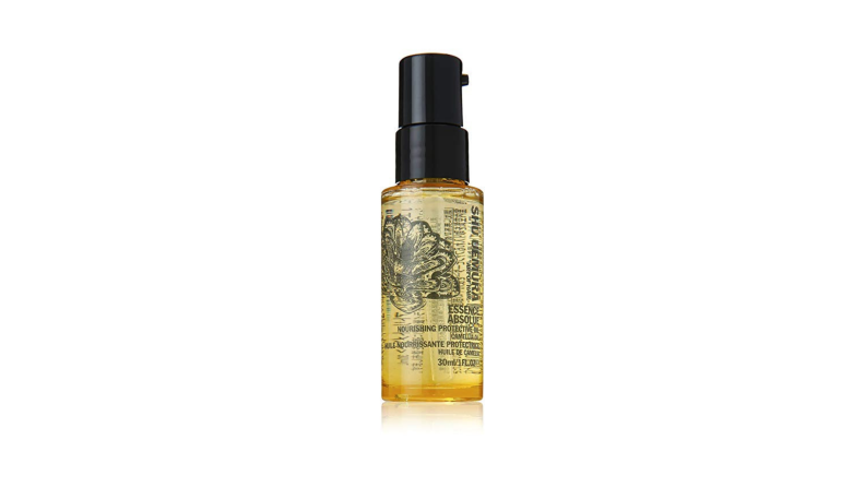 A bottle of Shu Uemura hair oil