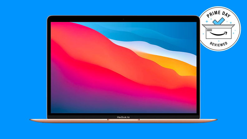 Macbook laptop on a blue background