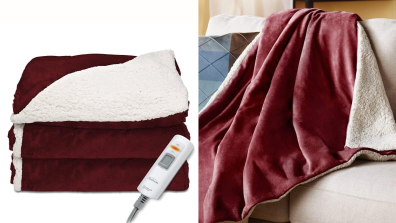 Sunbeam Heated Sherpa Throw Blanket