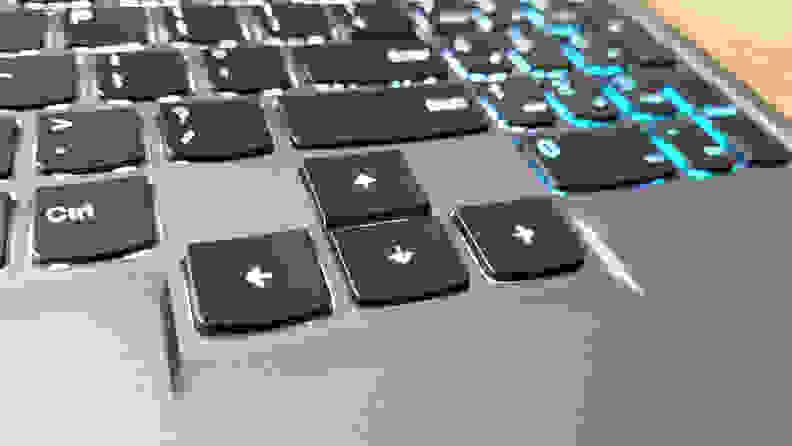 Close of view of arrow keys on a laptop