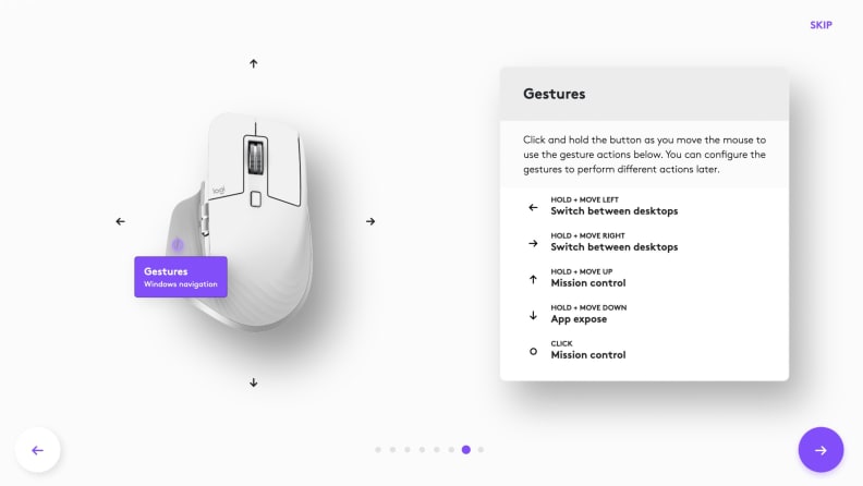 An interface to customize a Logitech computer mouse.