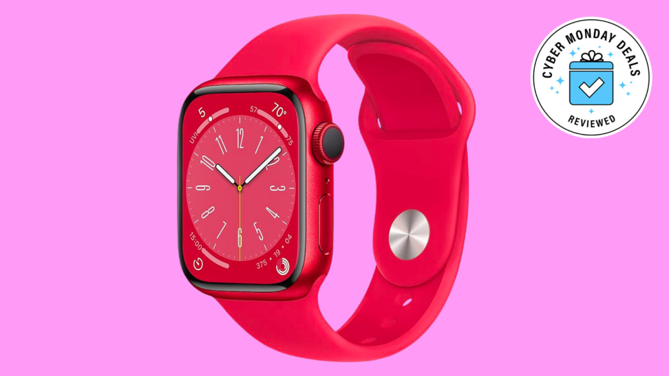 An image of a red Apple Watch Series 8