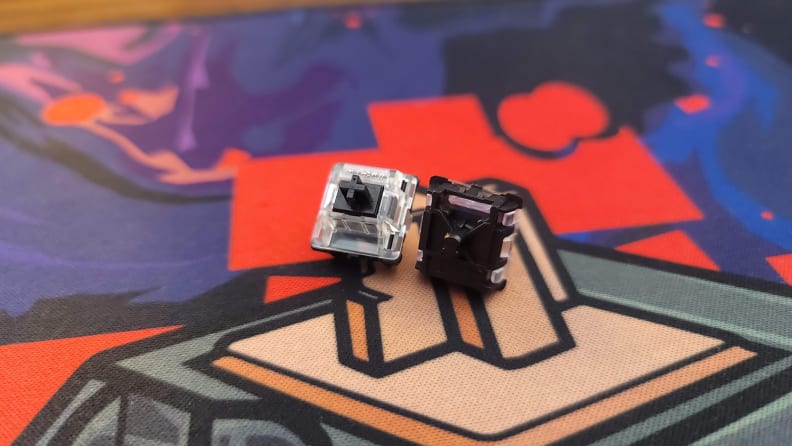 The top and bottom of a Gateron Optical Black switch