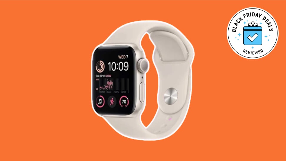 Apple Watch SE on orange background