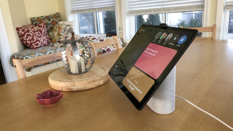 Facebook Portal Plus shown tilted on its base