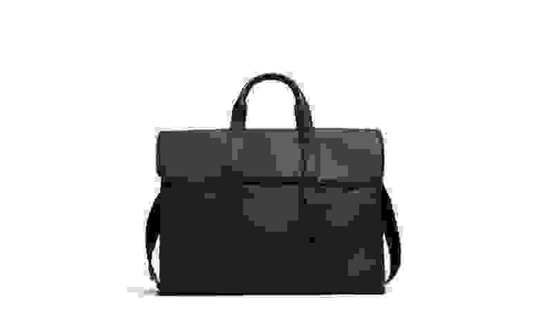 A black leather purse