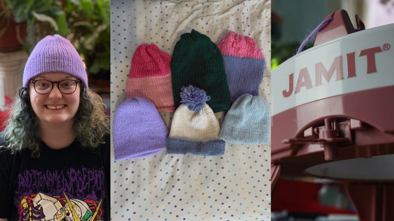 How to knit hat using a knitting machine - for beginners! 