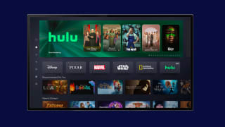 An image of the Hulu landing page on Disney+'s open app on a tv.
