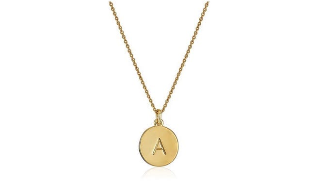 A gold chain with an "A" emblem.