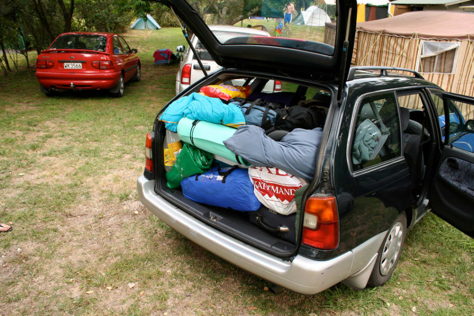 A car packed up for a road trip