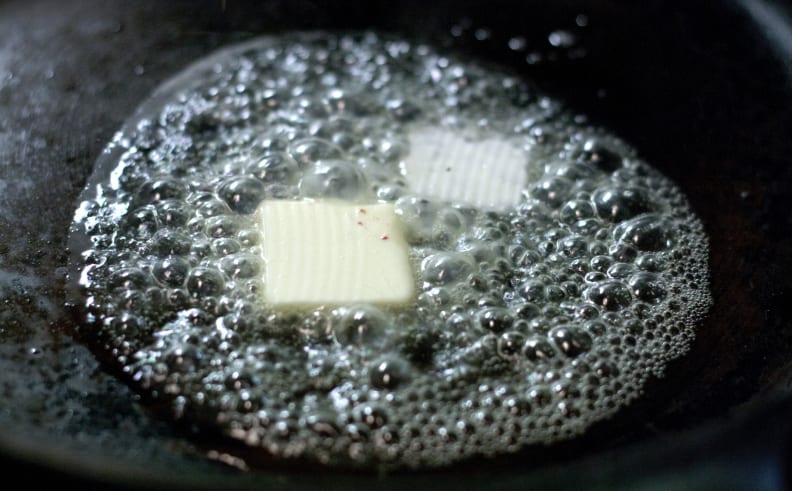 Use butter and oil in the pan for the perfect baking surface.