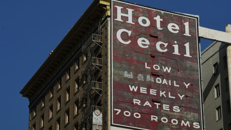 The exterior of the Hotel Cecil, as depicted in "Crime Scene: The Vanishing at the Cecil Hotel."
