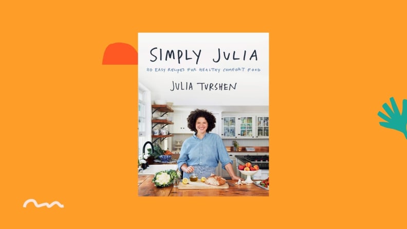 Simply Julia cookbook against a bright orange background.